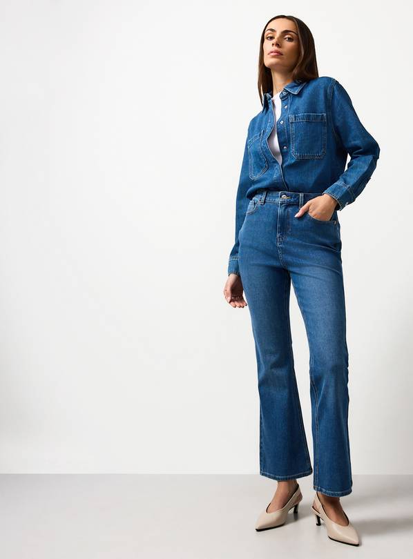 Mid Blue Denim Slim Fit Flares 22L